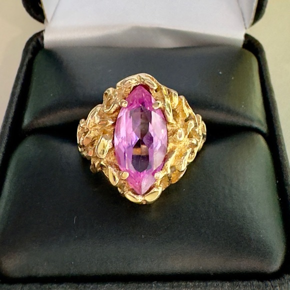 Stunning Vintage Pink Sapphire Ring Solid 14K Gold. About 7.25. Gorgeous Estate! - Picture 6 of 15